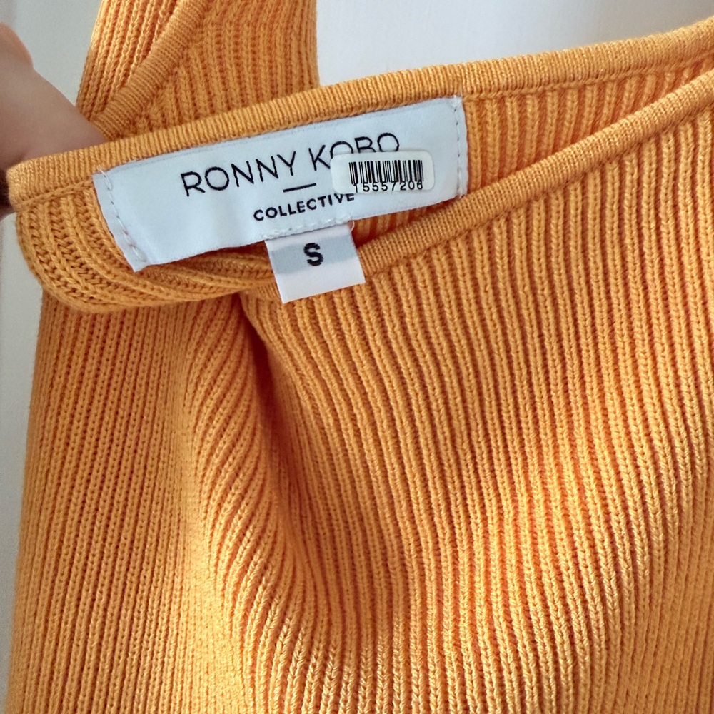 Ronny Kobo Collection Vibrant Mustard Yellow Knit Midi Dress - Picture 3 of 5